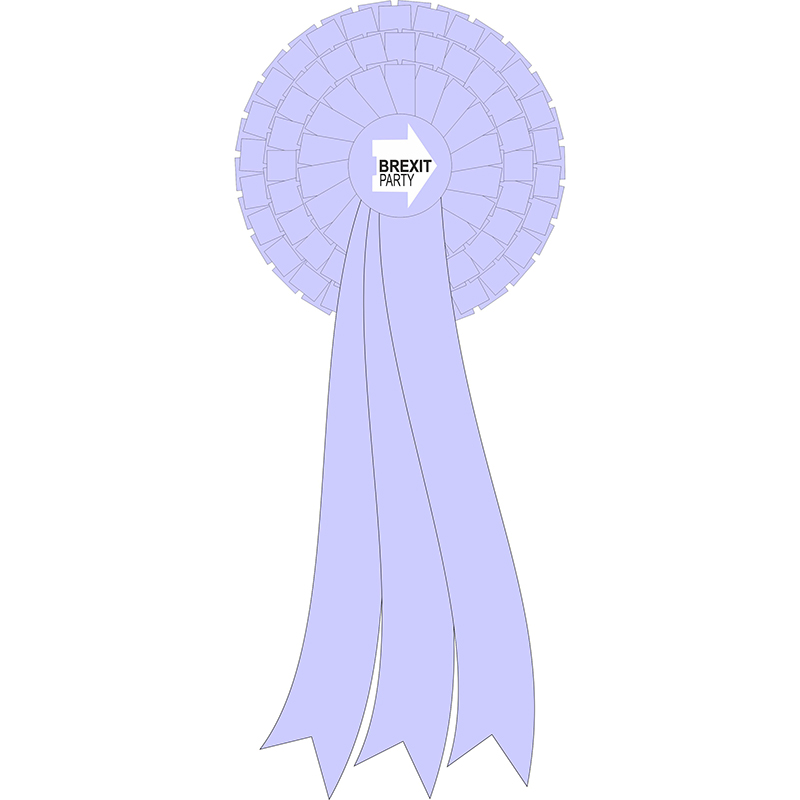 Extra large Brexit Party rosette