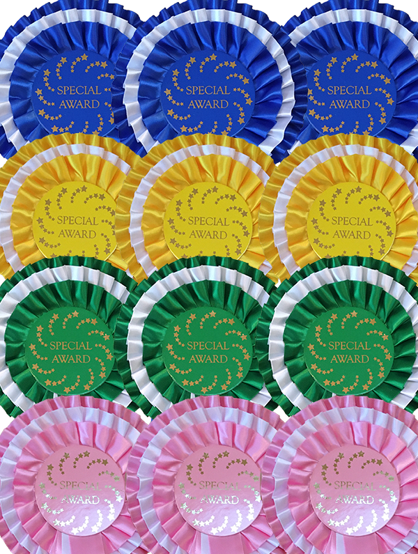 large mixed colour special award rosettes