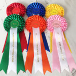 Pack of 6 rosettes with a printed tail